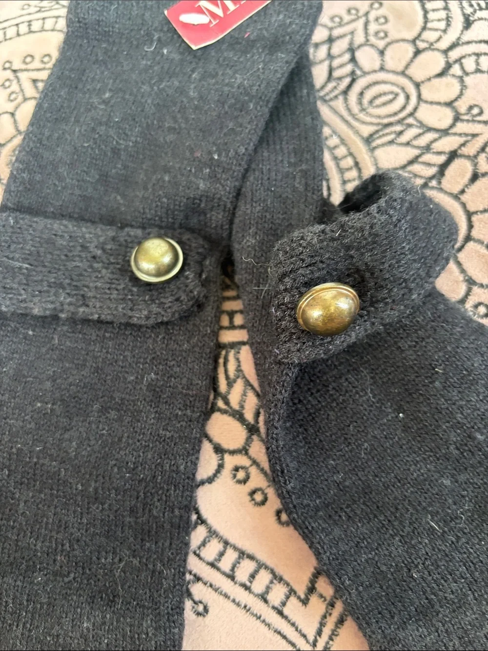 Merona Wool Black Knit Convertible Fingerless Gloves with Button Hand Warmers